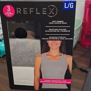 Reflex Size L 3 Pack of Soft Ribbed Seamless Tank Tops